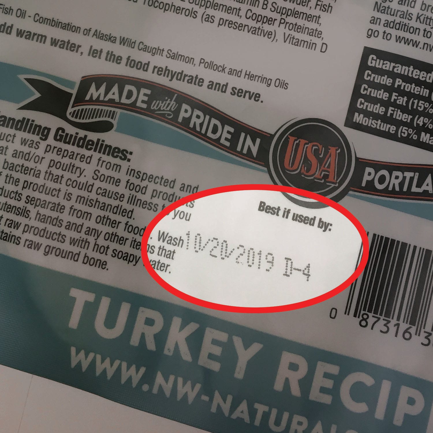 Turkey Recipe "best if used by" location
