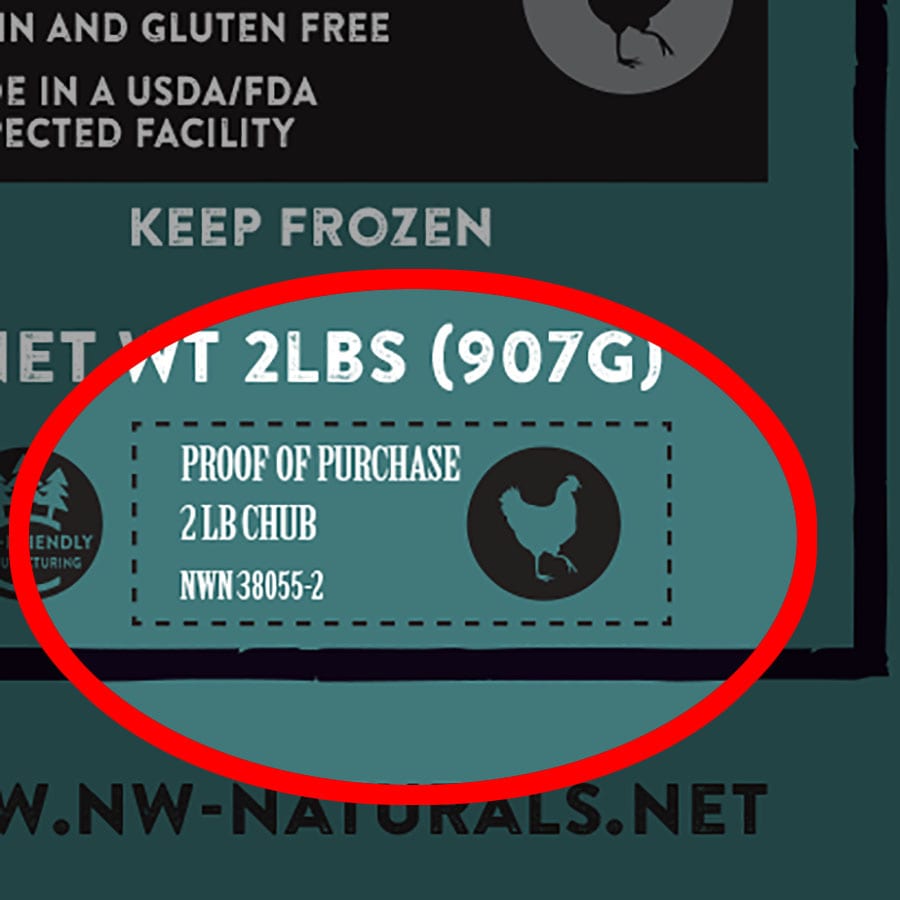 Chicken "Proof of Purchase" location