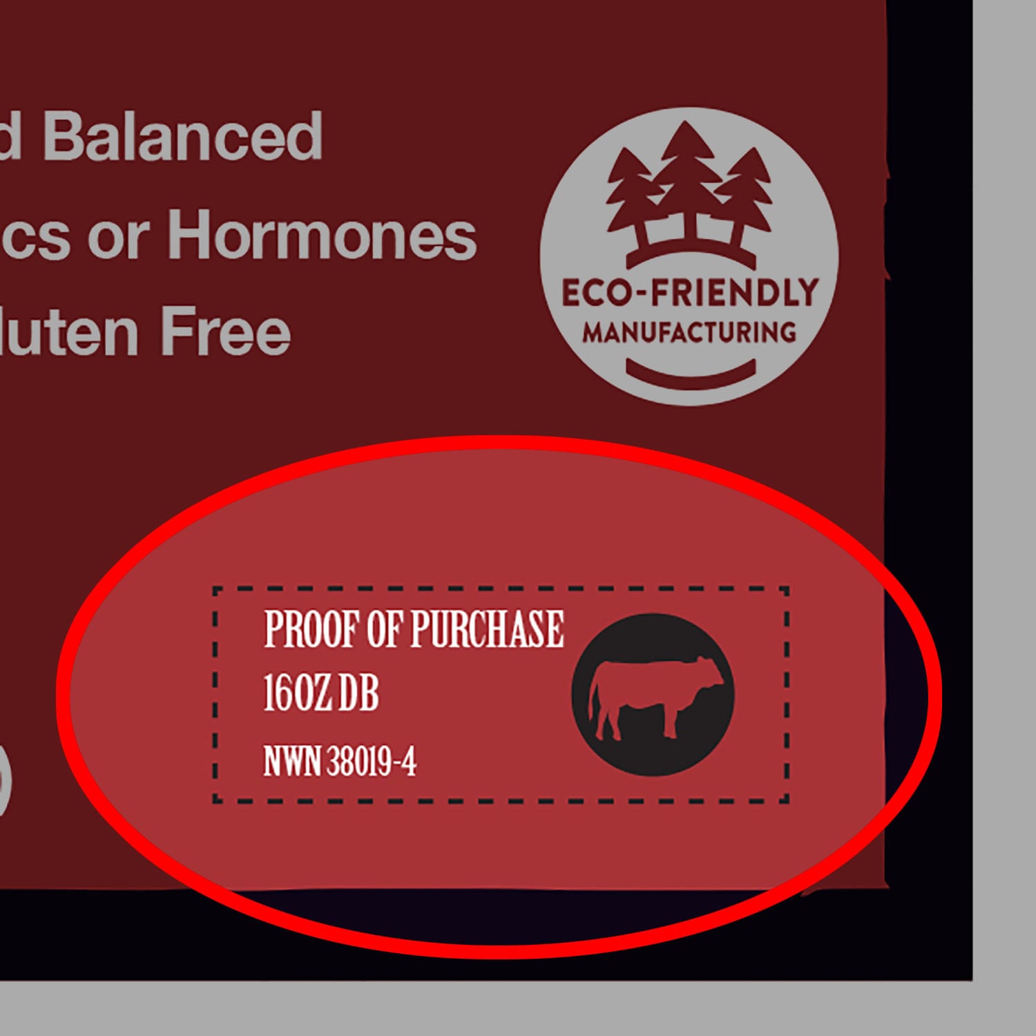 Beef "proof of purchase" location